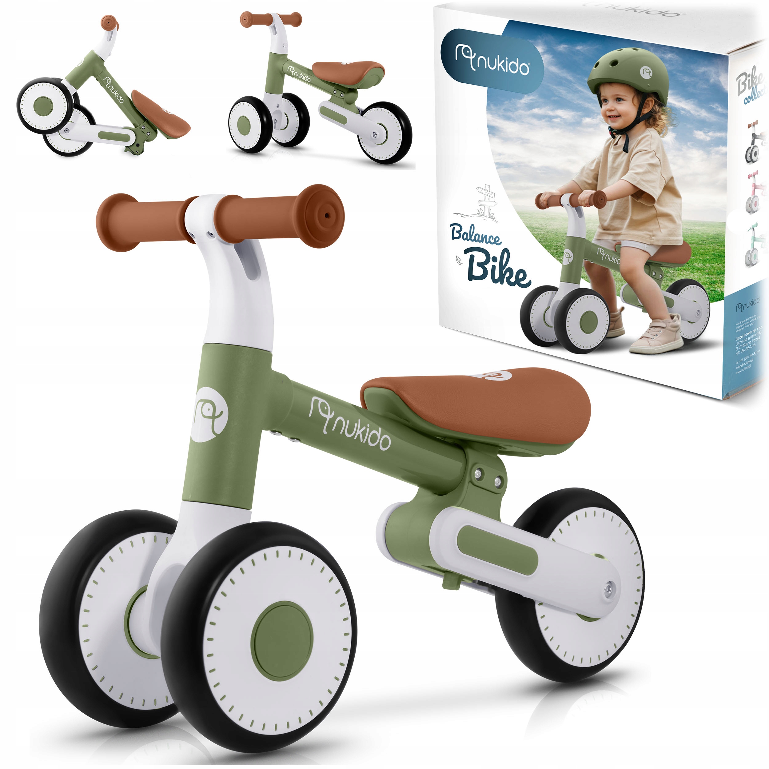 Rowerek biegowy trójkołowy jeździk dla dzieci lekki Nukido