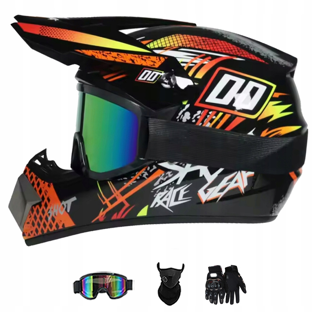 Motocyklová Přilba Lehká Enduro Quada Brýle Rukavice Maska XL