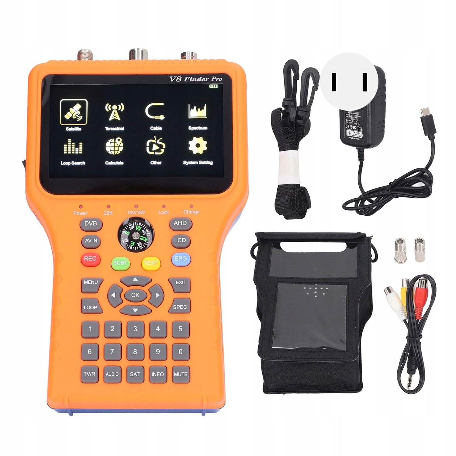 V8 Finder Pro 2 DVB-S2X/S/T2/C Satelitní vyhledávač signálu s 4.3" obrazovkou