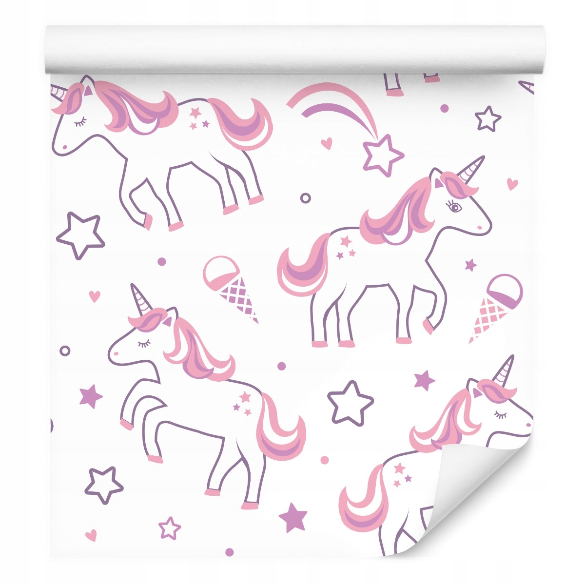 Tapeta Pro Děti hvězdičky jednorožci puntíky duha