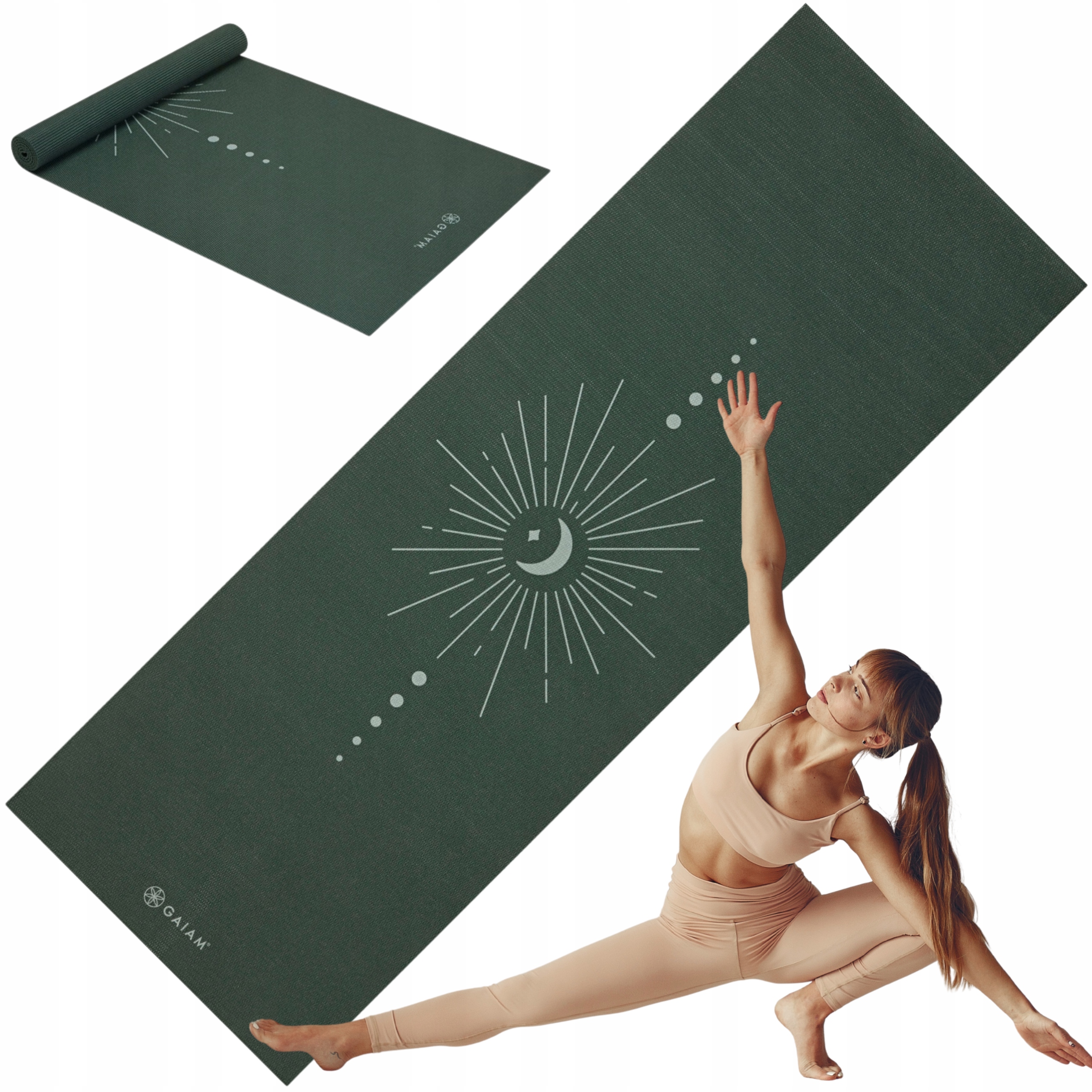 Antypoślizgowa Mata do ćwiczeń jogi Gaiam Deep Green Vision 5mm Pvc fitness