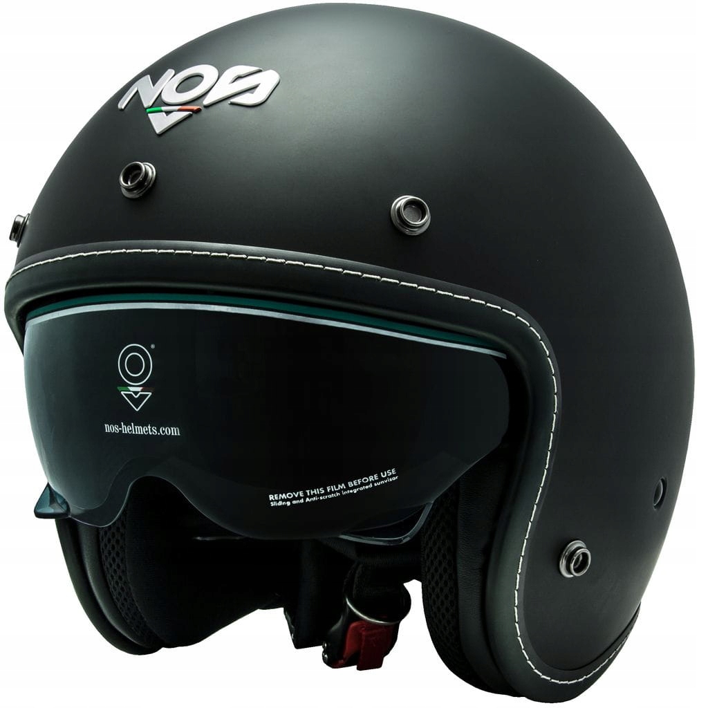 Nos NS-1 Black Matt Motocyklová Prilba Otvorená Je Čierna Matná