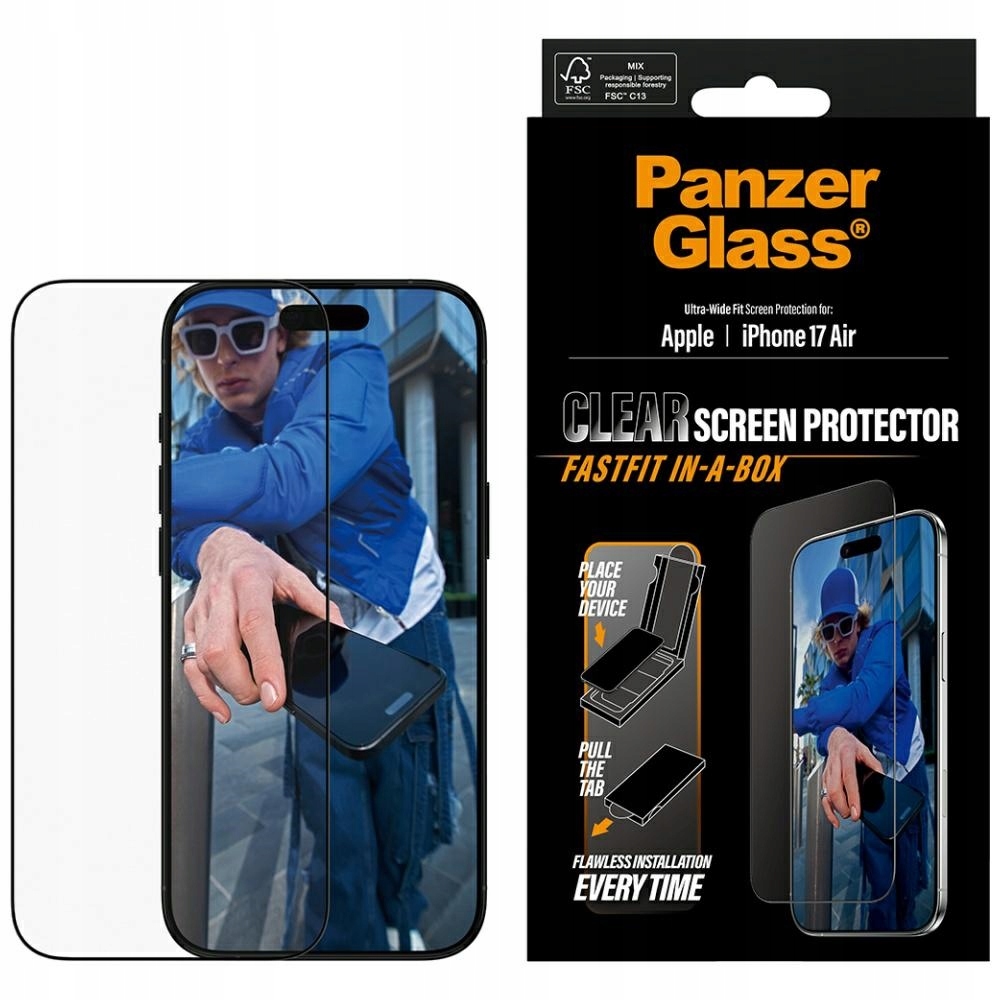 Tvrzené sklo PanzerGlass Ultra-Wide Fit Fastfit pro iPhone Air