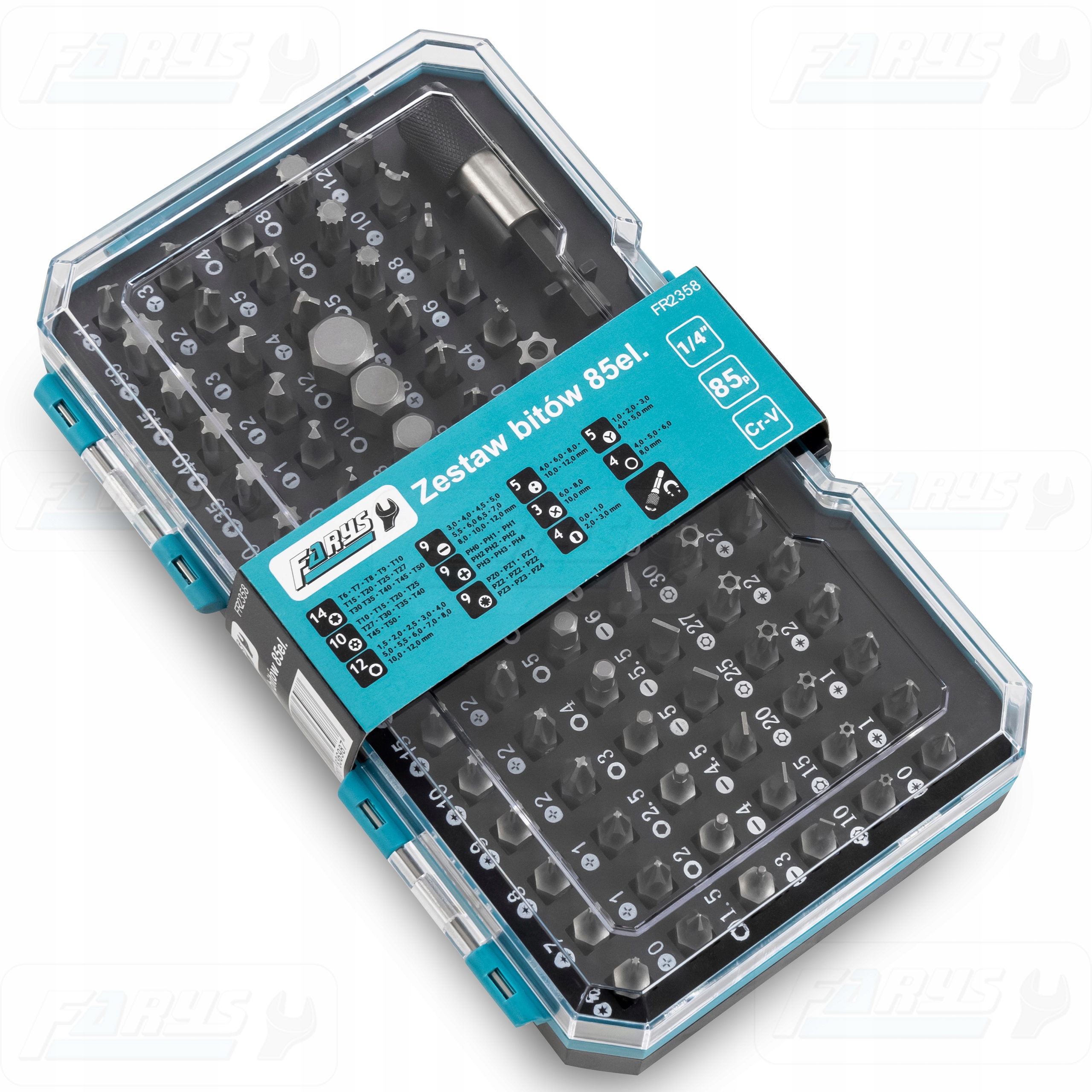 Sada bitů 85 el. Torx, Imbus, Spline, Ph, Pz, Sl FR2358
