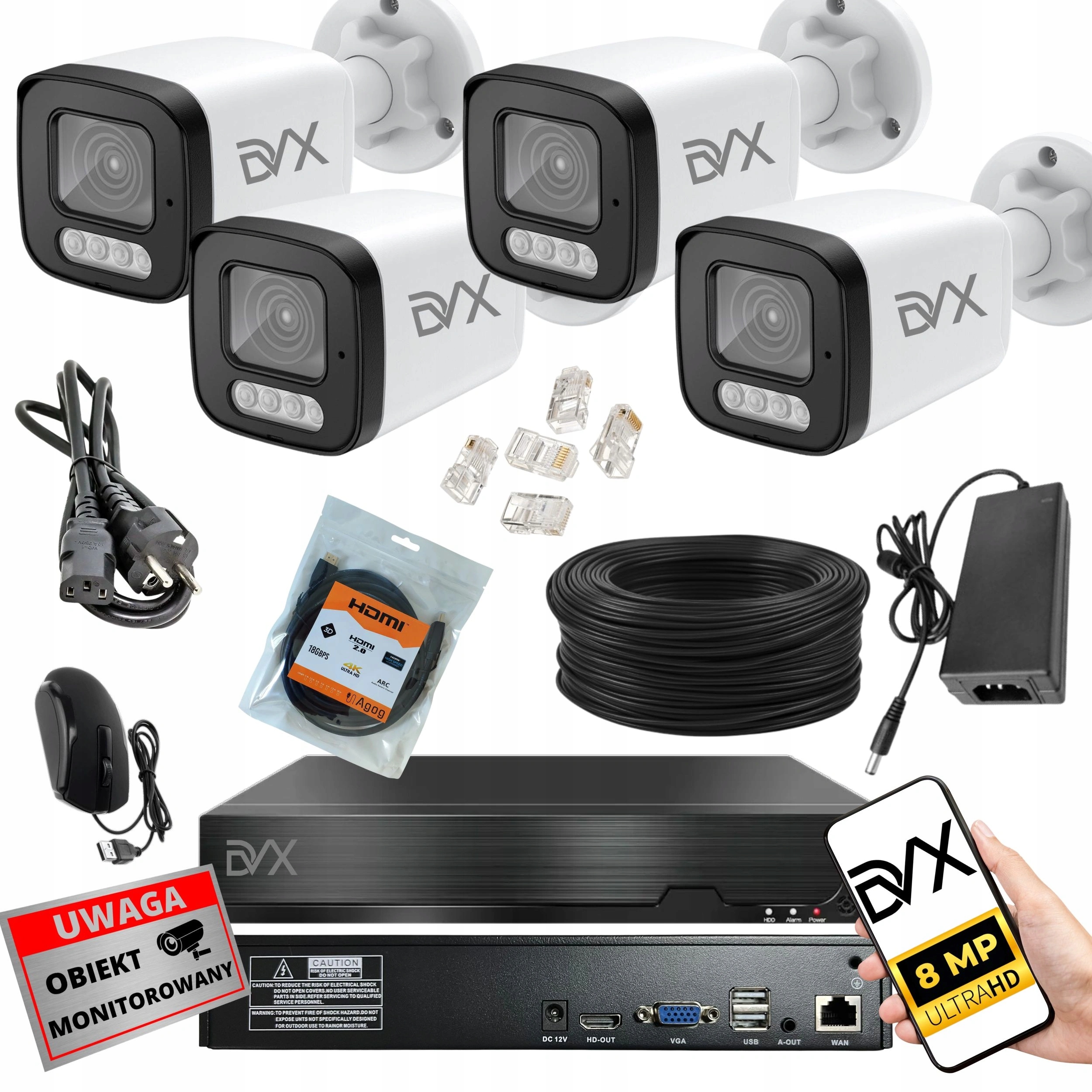 Sada Kamer x4 PT8L Monitorovanie Ip Poe 8MP 4K Uhd Rekordér P10CHWIF Nvr