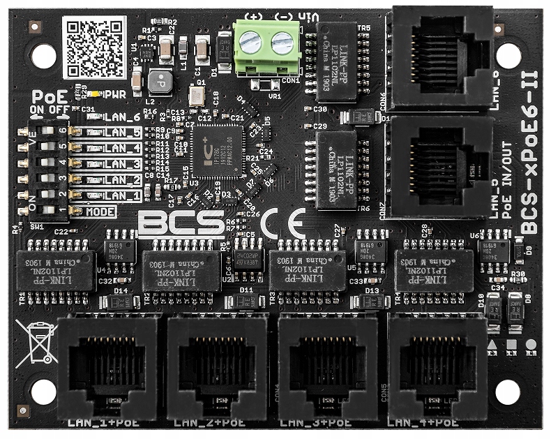 BCS-xPoE6-II Niezarządzalny 6 Portowy 5x PoE 1x Uplink Switch PoE Płytka