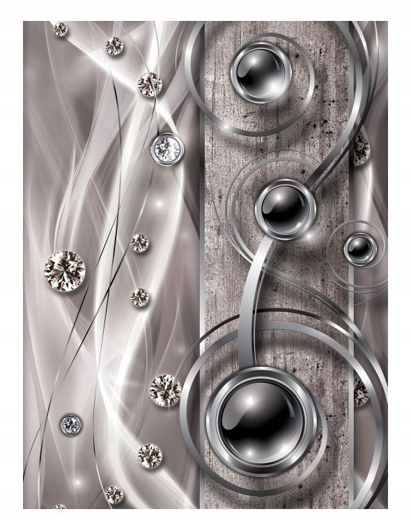 Fototapeta flizelina Stříbrné koule a diamanty kov geometrie 206x275 lepidlo