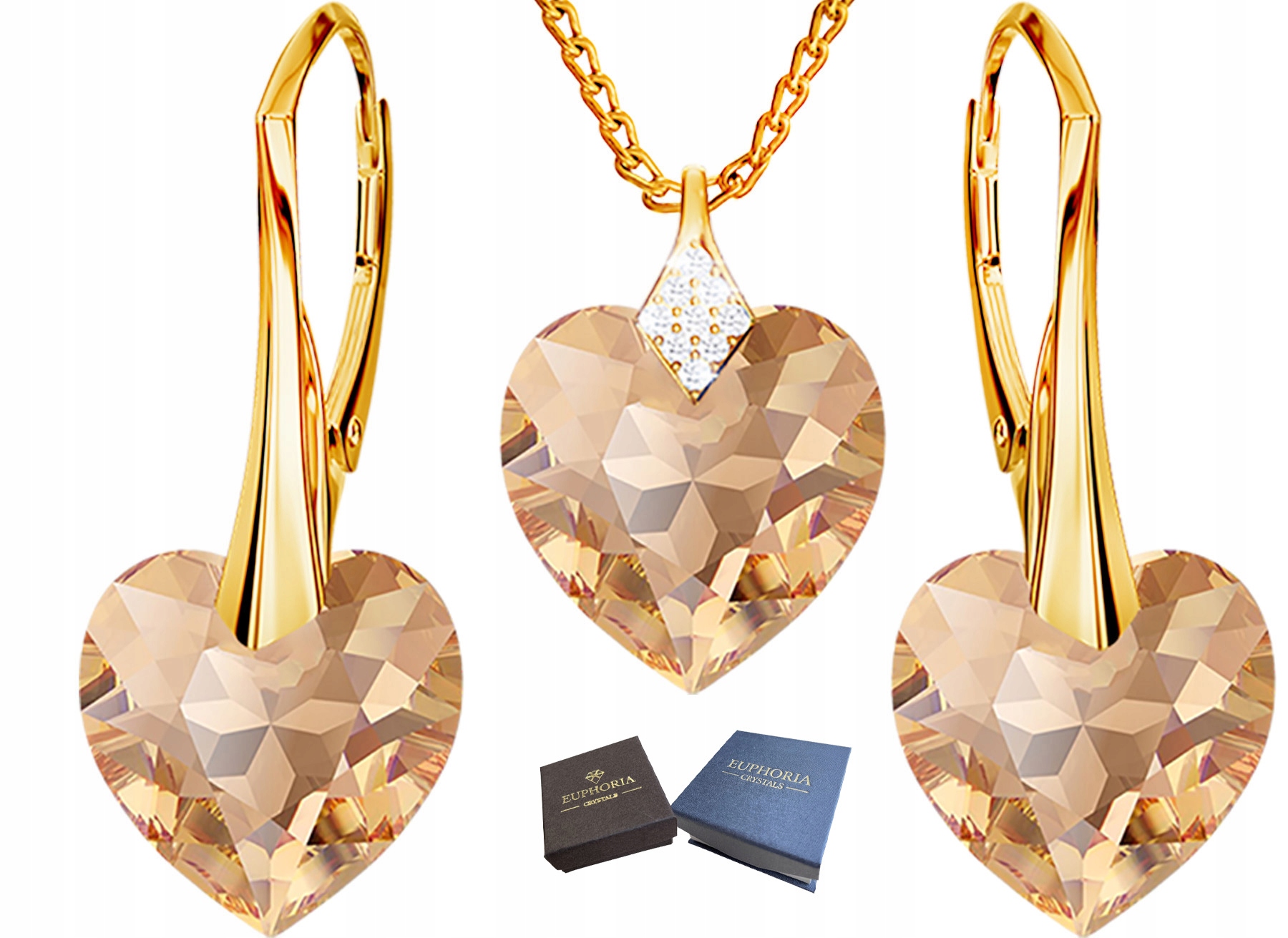 Sada šperků Zlaté Stříbro 925 Sada srdcí jako Dárek pro ženu