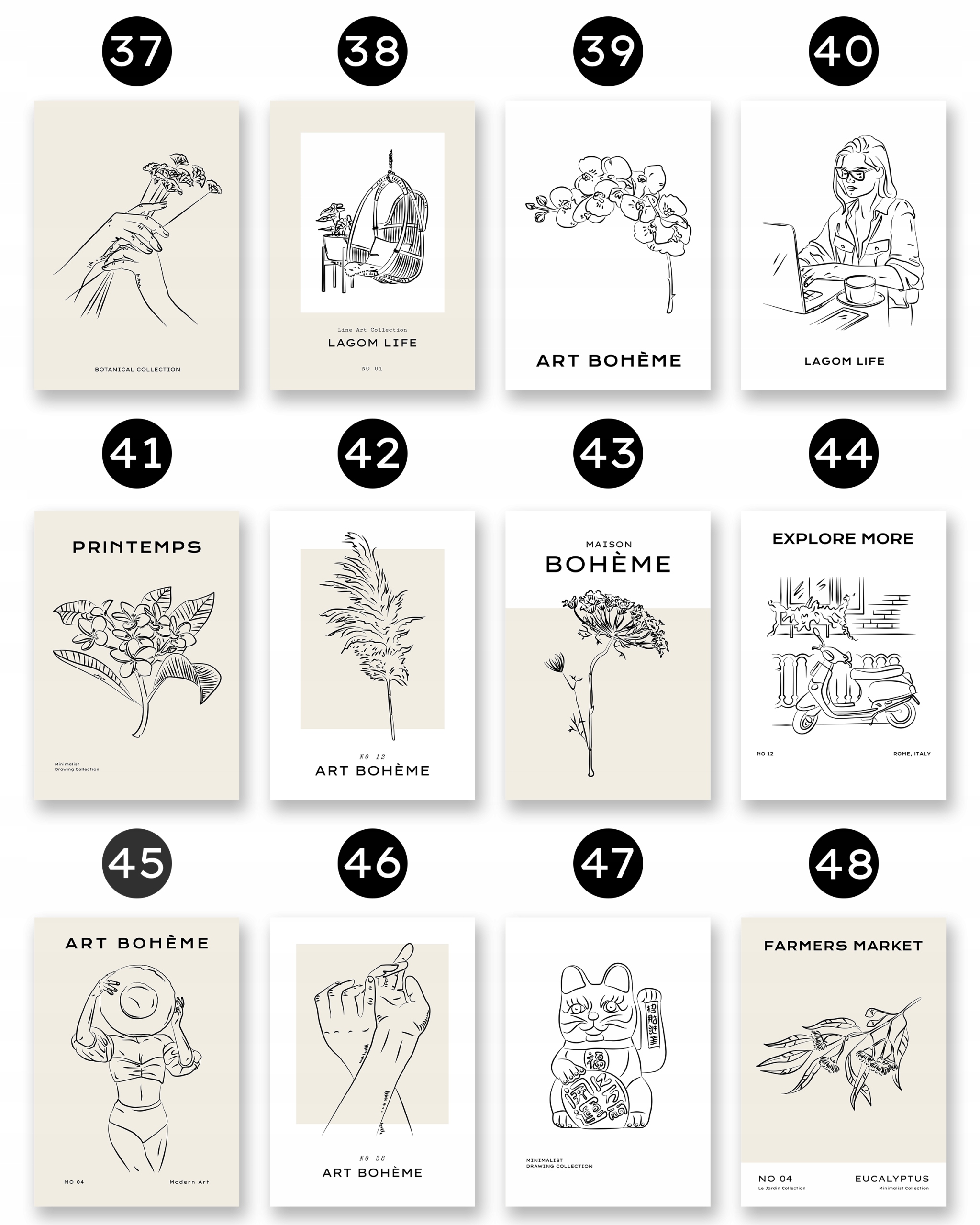 ZESTAW PLAKATÓW A3 DEKORACJA NA PUSTĄ ŚCIANĘ PLAKATY NA ŚCIANĘ 3 szt Rodzaj bez ramy