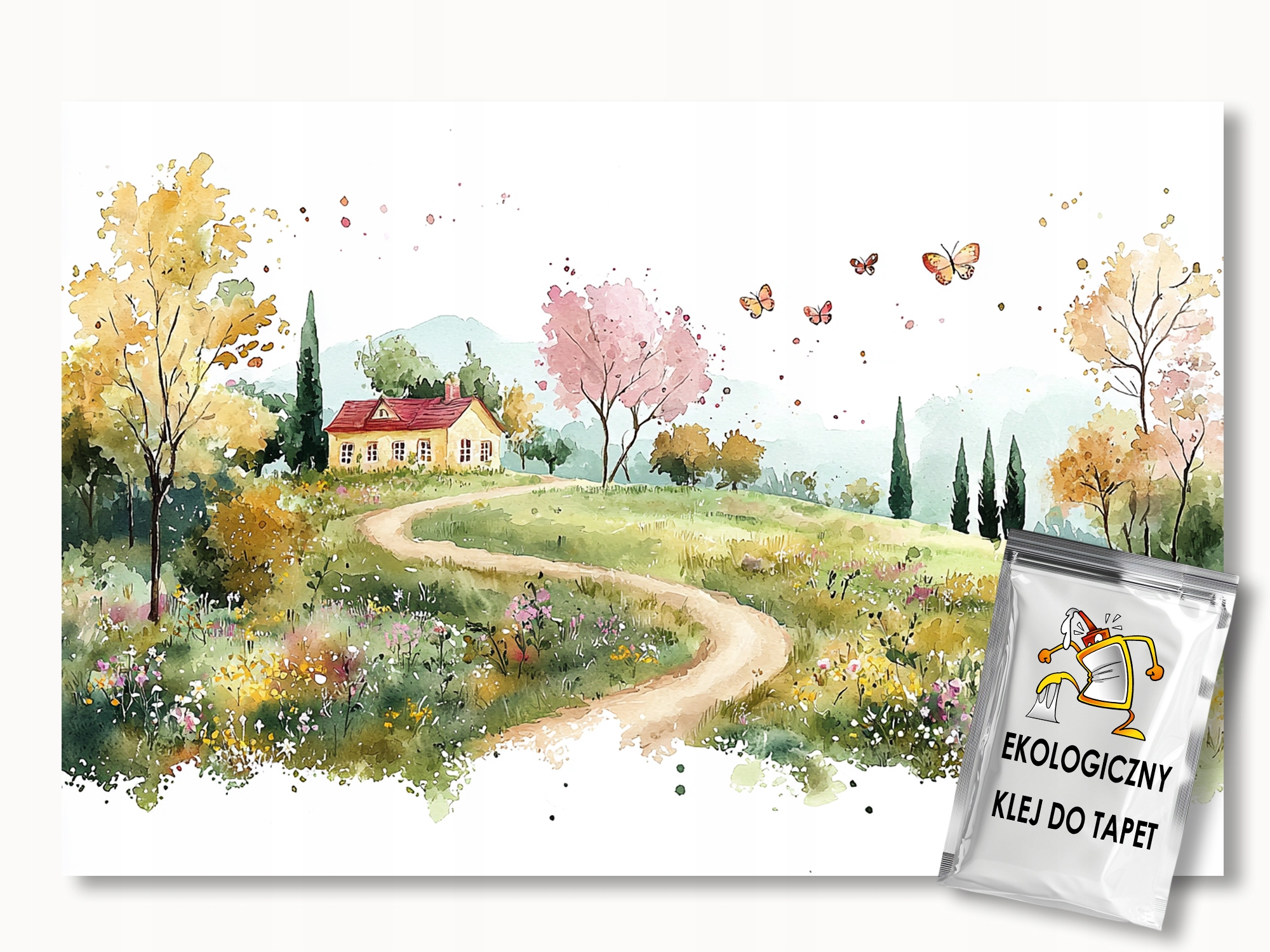Fototapeta Flizelina Krajina Domček Cesta Kvety Rozprávka 416x290 130g