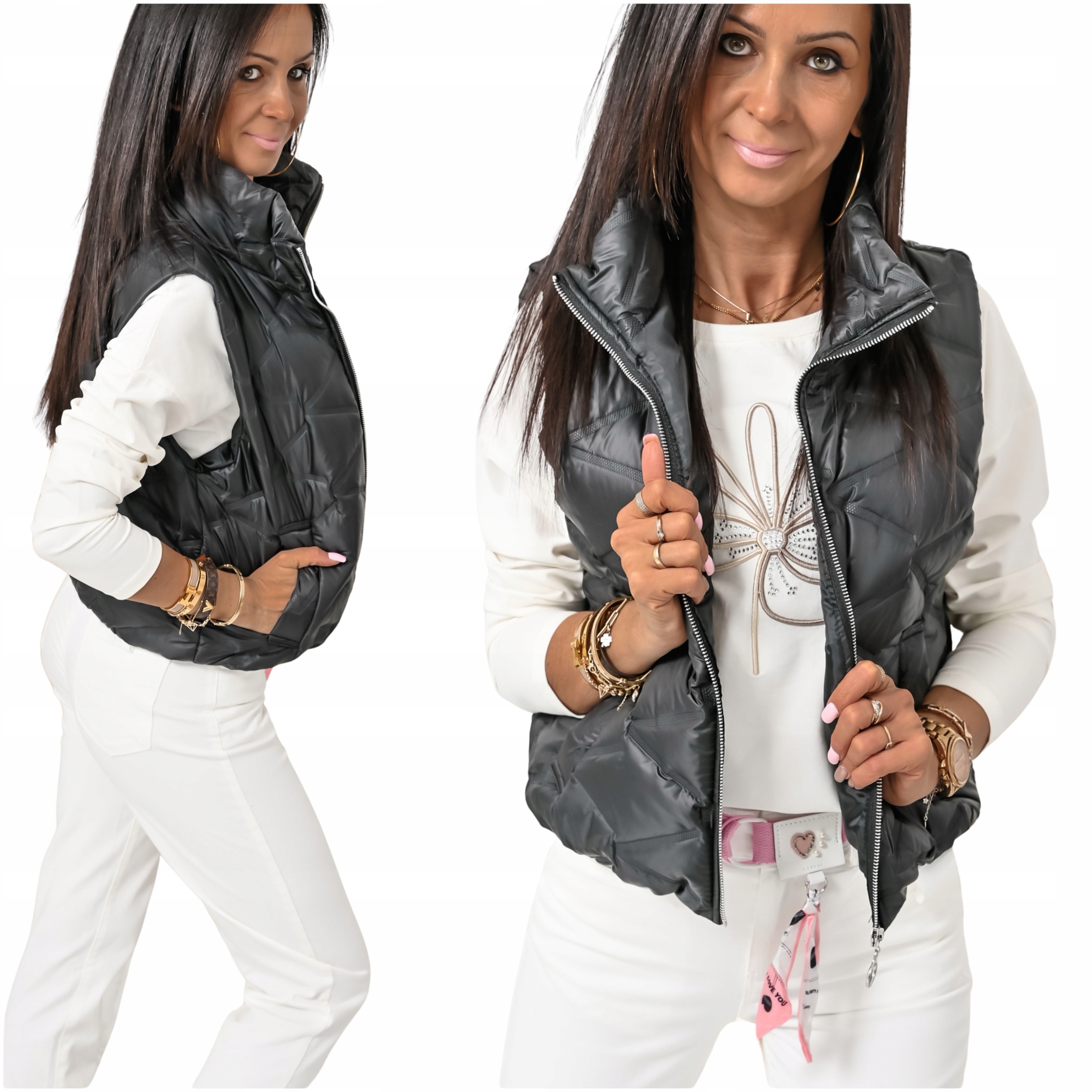 Casualowa Pikowana Wiosenna Kamizelka Bezrękawnik Lilac! WZ.1