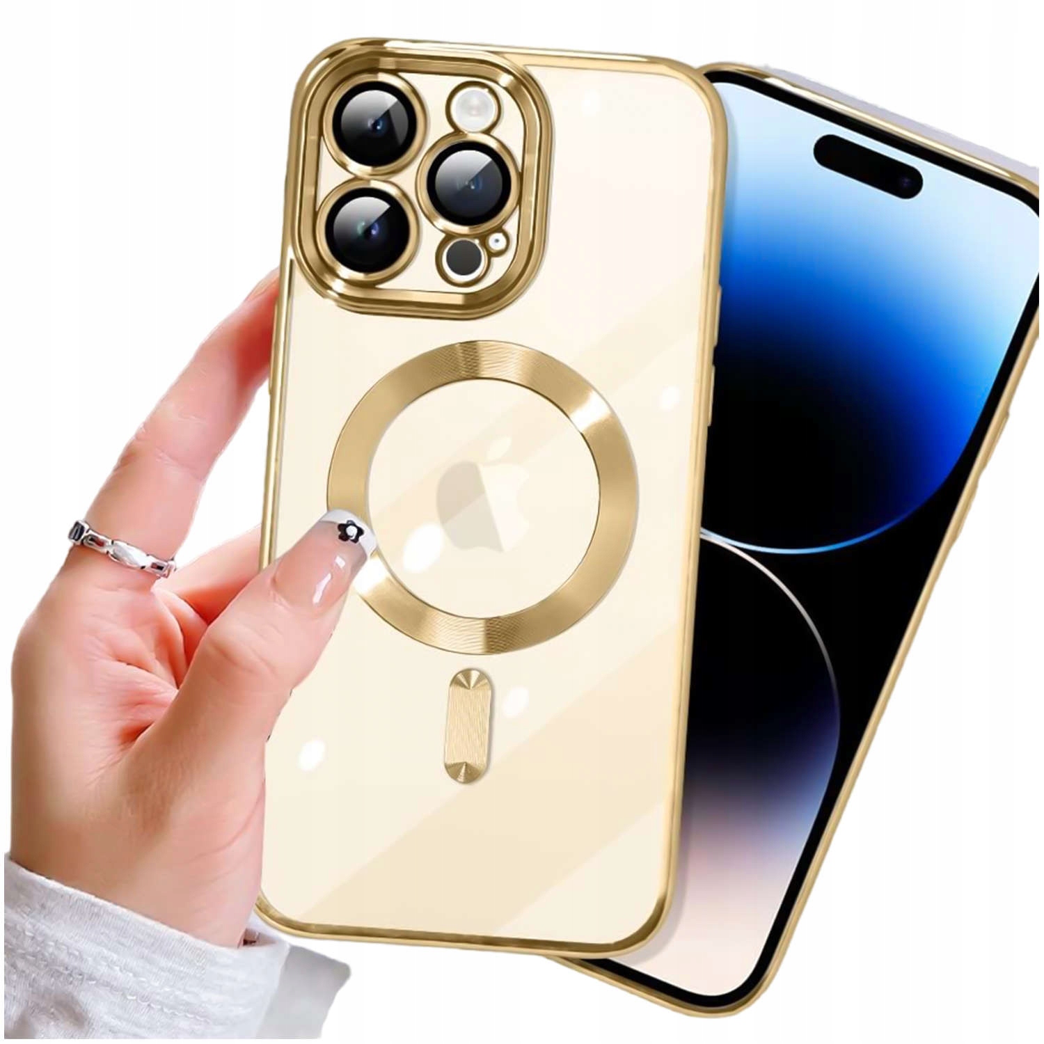 ETUI CASE do IPHONE 14 PRO MAX do MAGSAFE OCHRONA APARATÓW - ZŁOTY GLAMOUR Stan opakowania oryginalne