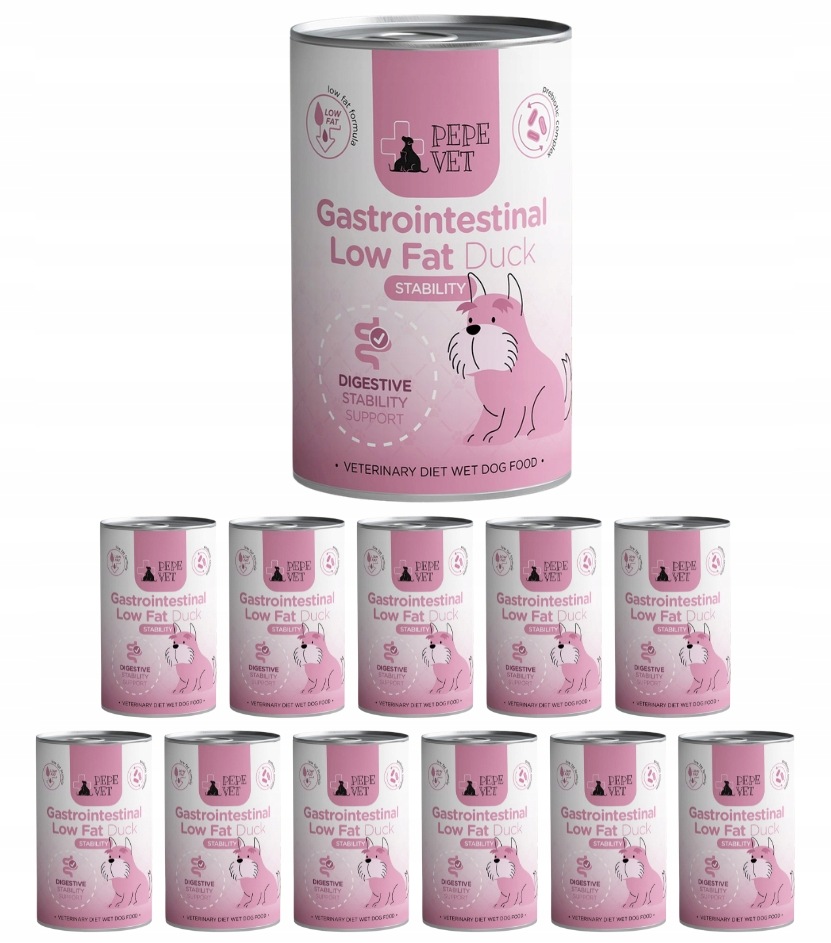 Pepe Vet Gastrointestinal LowFat kaczka karma weterynaryjna dla psa 12x400g