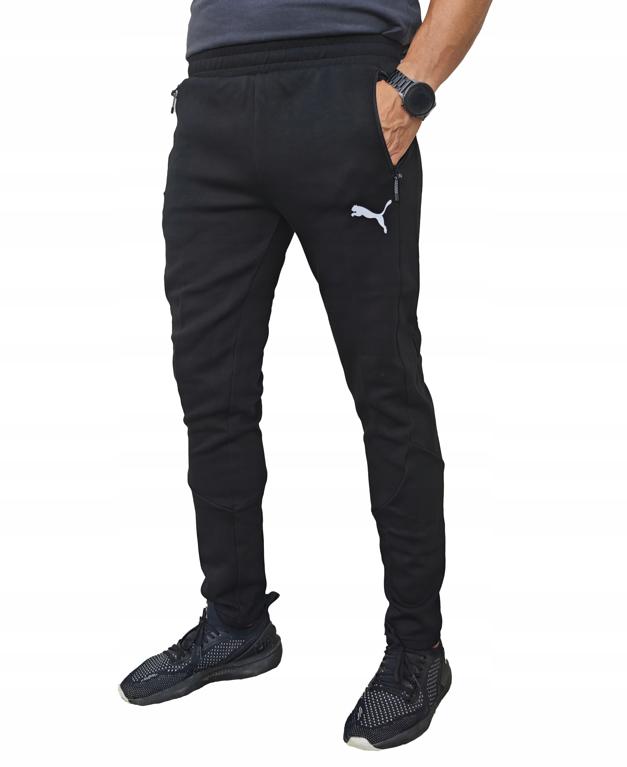 3172 Spodnie Puma Męskie Bawełniane Evostripe Zapinane Kieszenie Czarne S