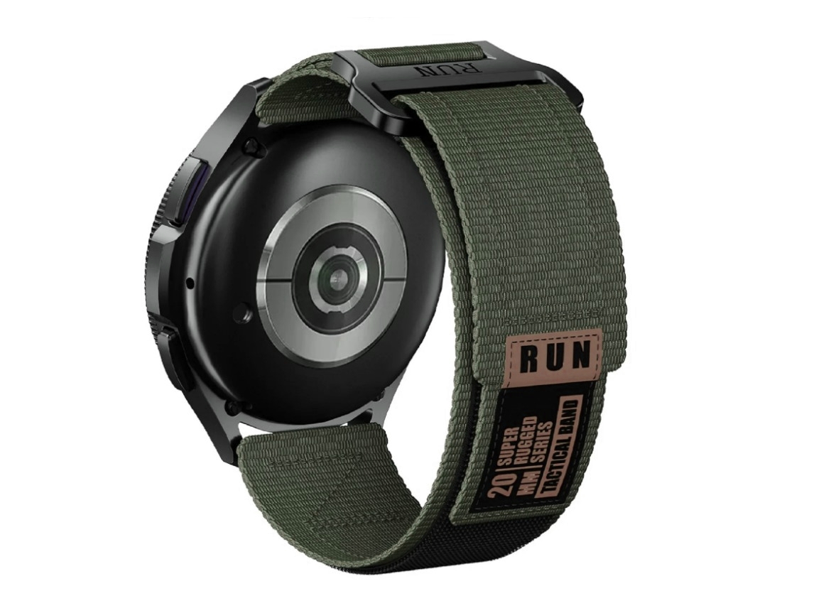 Pasek do zegarka do smartwatcha nylonowy 22 mm ciemnozielony khaki wodoodpo