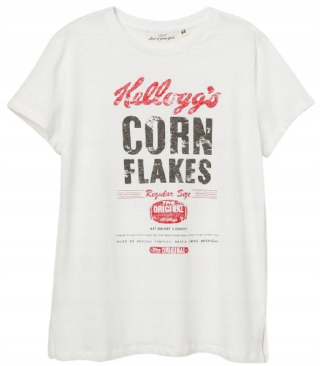 KOSZULKA TOP T-shirt H&M 34 XS CORN FLAKES • Cena, Opinie • T