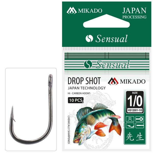 Haczyki nr 1/0 Drop Shot, Haki Haczyki Spinning Drop Shot op.10szt Mikado