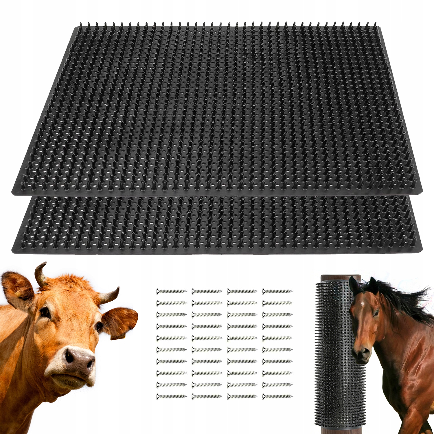 Kartáč Pro Koně Dobytka Gumový Škrabák 55X50CM Do Stáje Sada 2KS