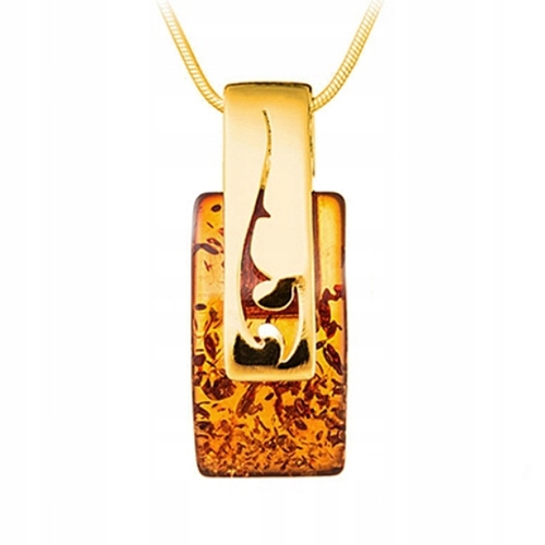 Zlatý Přívěsek s originálním baltský jantar Pozlaceným stříbro925 Přívěsek