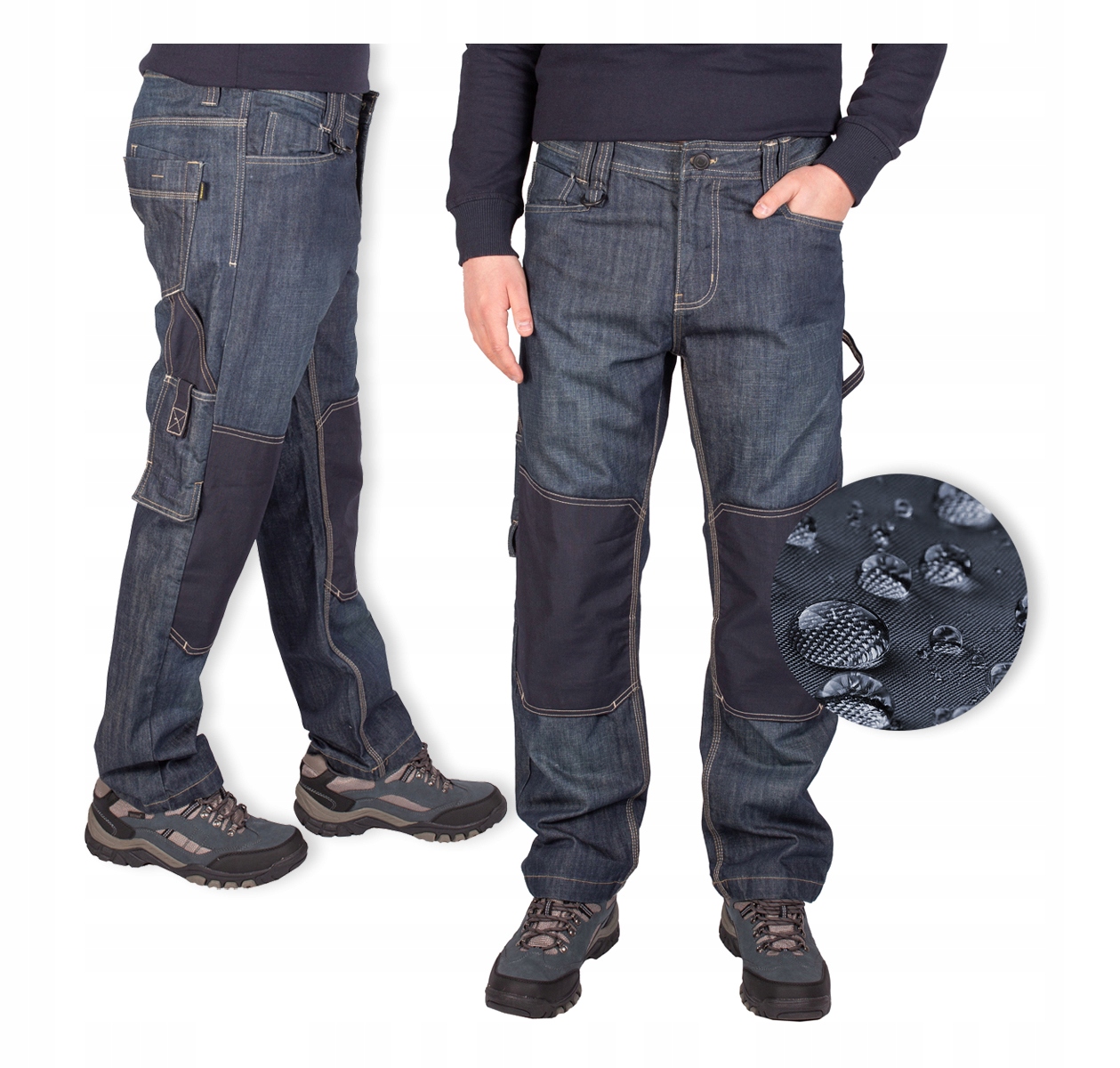 spodnie Robocze męskie jeans Firi wodoodporne wstawki mocne W42-L30