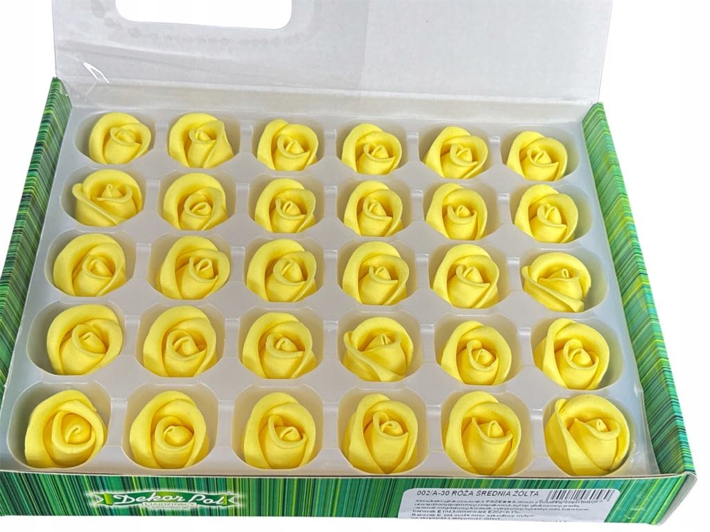 Levně Id_237dp Cukrové Růže 30ks Dort Dekorace Růže Žluté Ozdoby