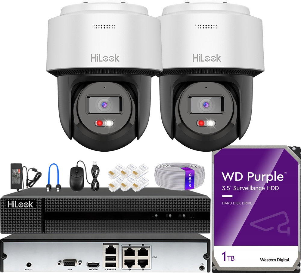 Monitorovací sada 2 kamer 4Mpx 360° Ir/led 30 m 4ch PoE rekordér