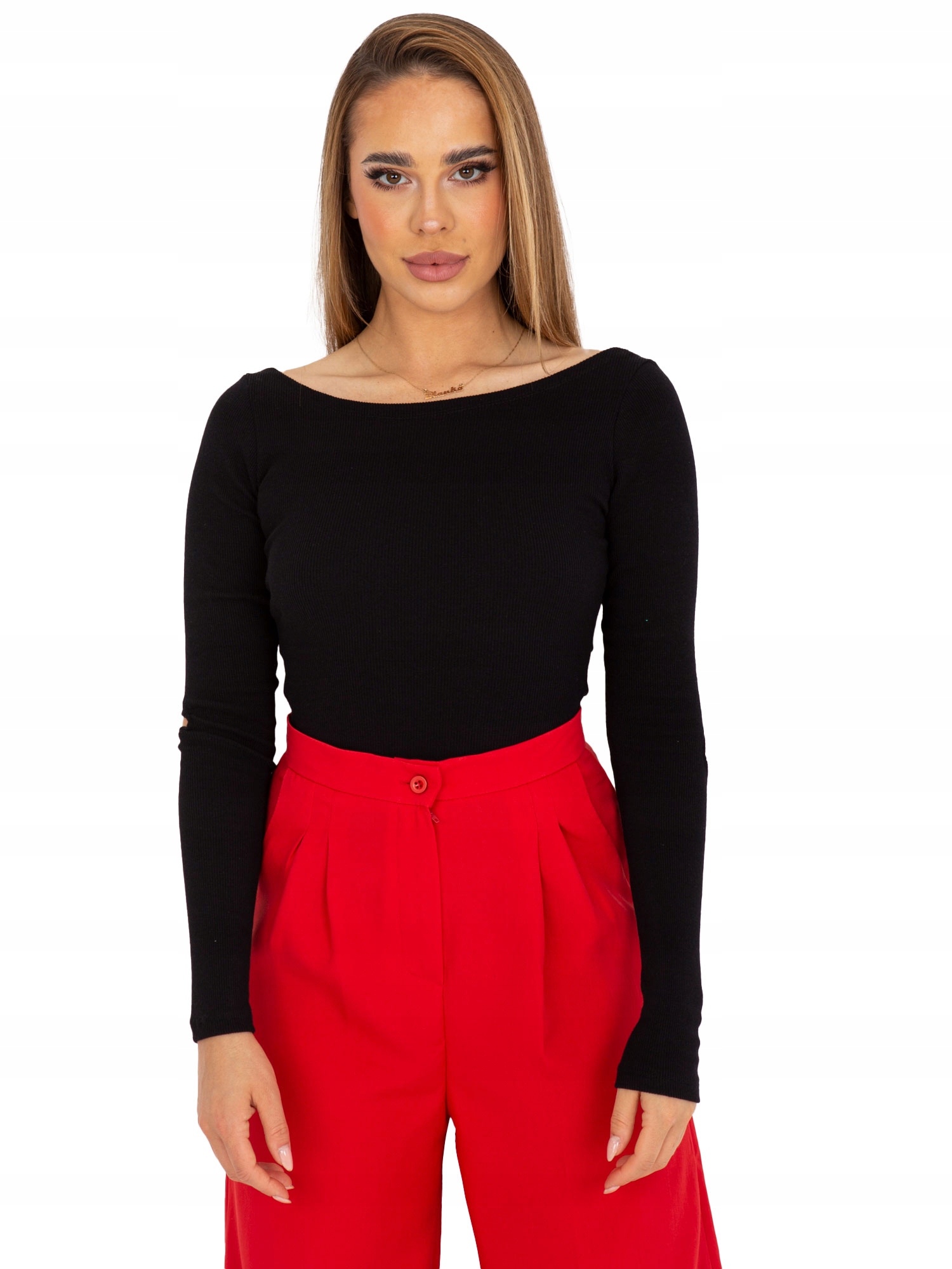 

Prążkowana Bluzka basic z długim rękawem M