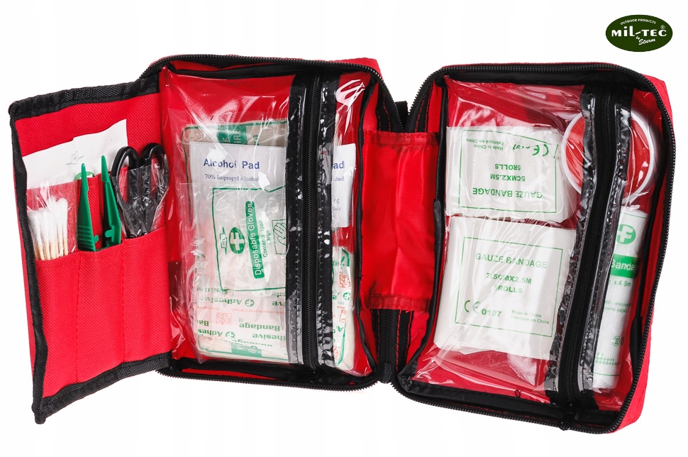 APTECZKA Pierwszej Pomocy Turystyczna Mil-Tec First Aid Kit DUŻA Czerwona Marka Mil-tec