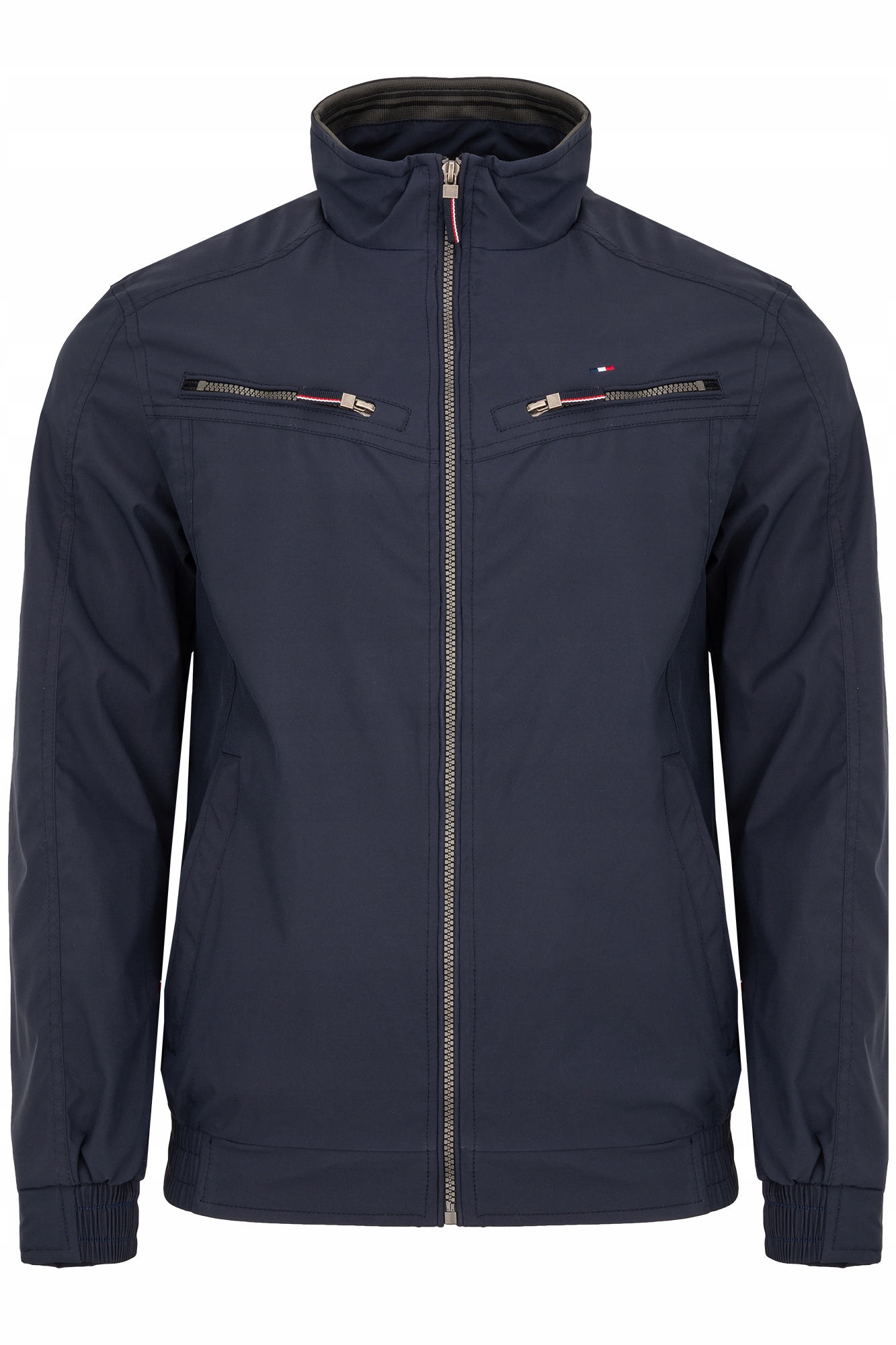 Pánská Bunda Větrovka Modrá Klasická S Manžetami Tenký Stojáček 3XL