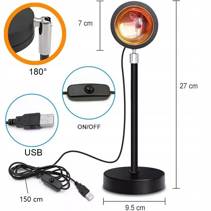 LAMPKA NOCNA SUNSET LED DO SYPIALNI NA BIURKO DLA DZIECI STOJĄCA - PREZENT Certyfikat CE