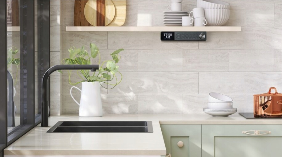 PODWIESZANE RADIO KUCHENNE PREMIUM DAB+/PLLFM Bluetooth LAMPA LED ALARM USB Wysokość produktu 5.4 cm