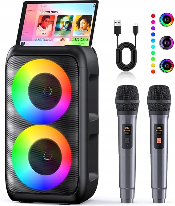 Ankuka Wielofunkcyjny Zestaw Do Karaoke 2 Mikrofony Głośnik Bluetooth