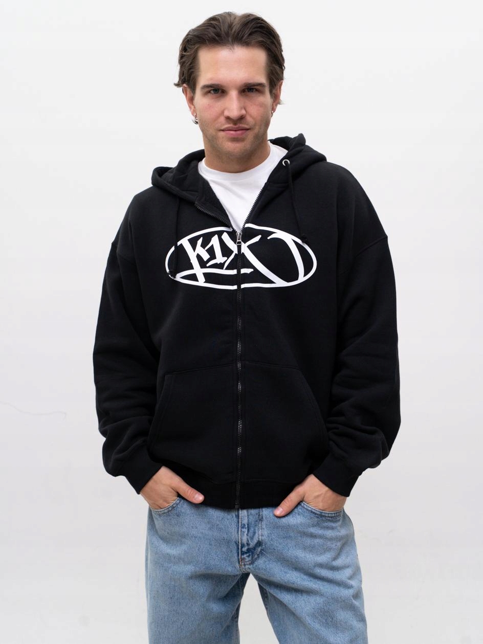 Rozepínací Mikina S Kapucí Pánská Sportovní Koš Na Zip Černá K1X Badge M