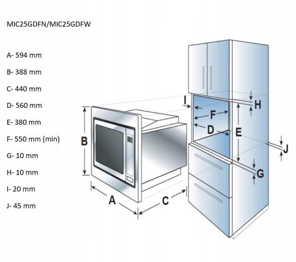 Mikrofalówka do zabudowy Candy MICG25GDFW 25L 900W Marka Candy