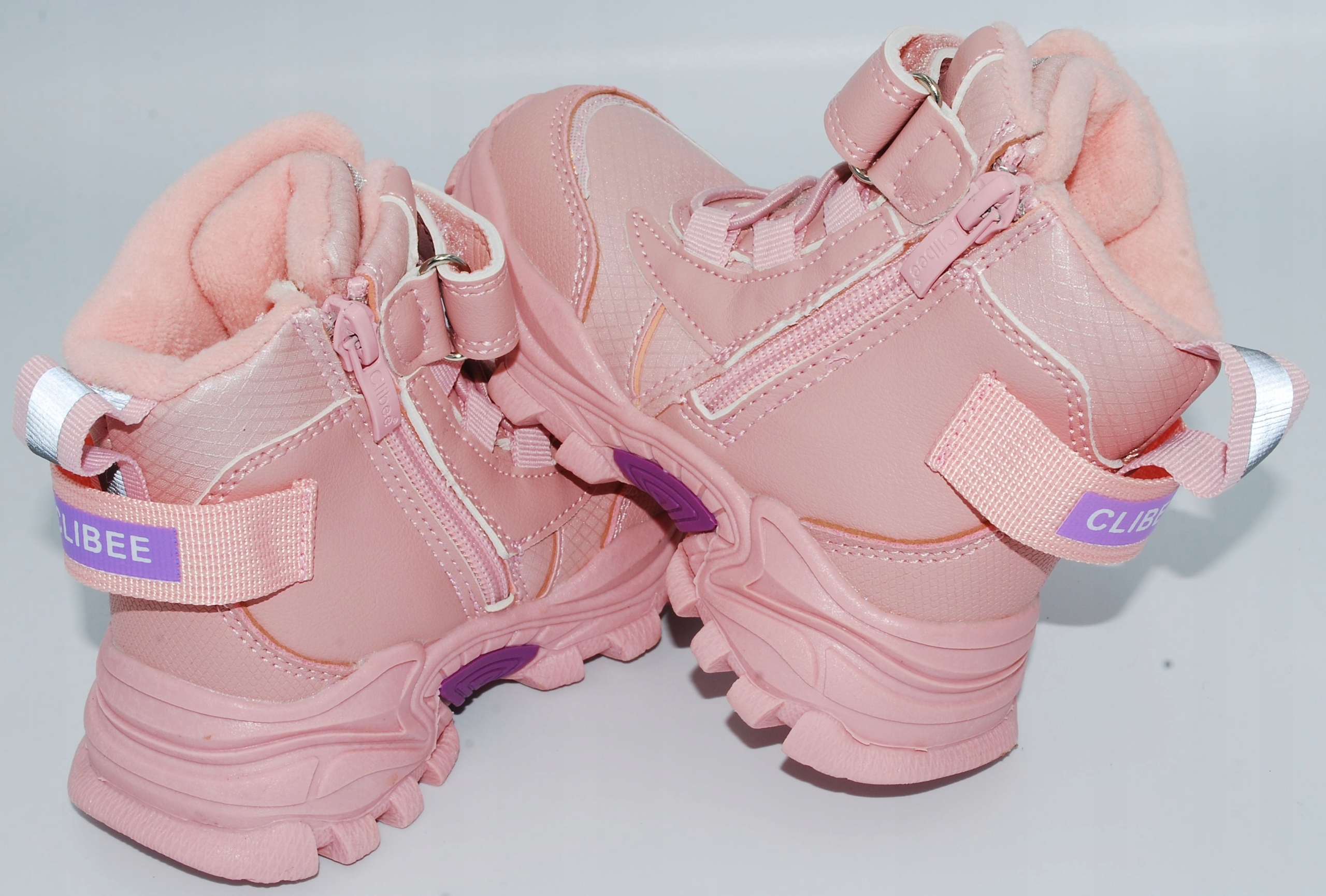 RÓŻOWE ŚNIEGOWCE CLIBEE NA SUWAK r.26 / 17cm Materiał skóra ekologiczna