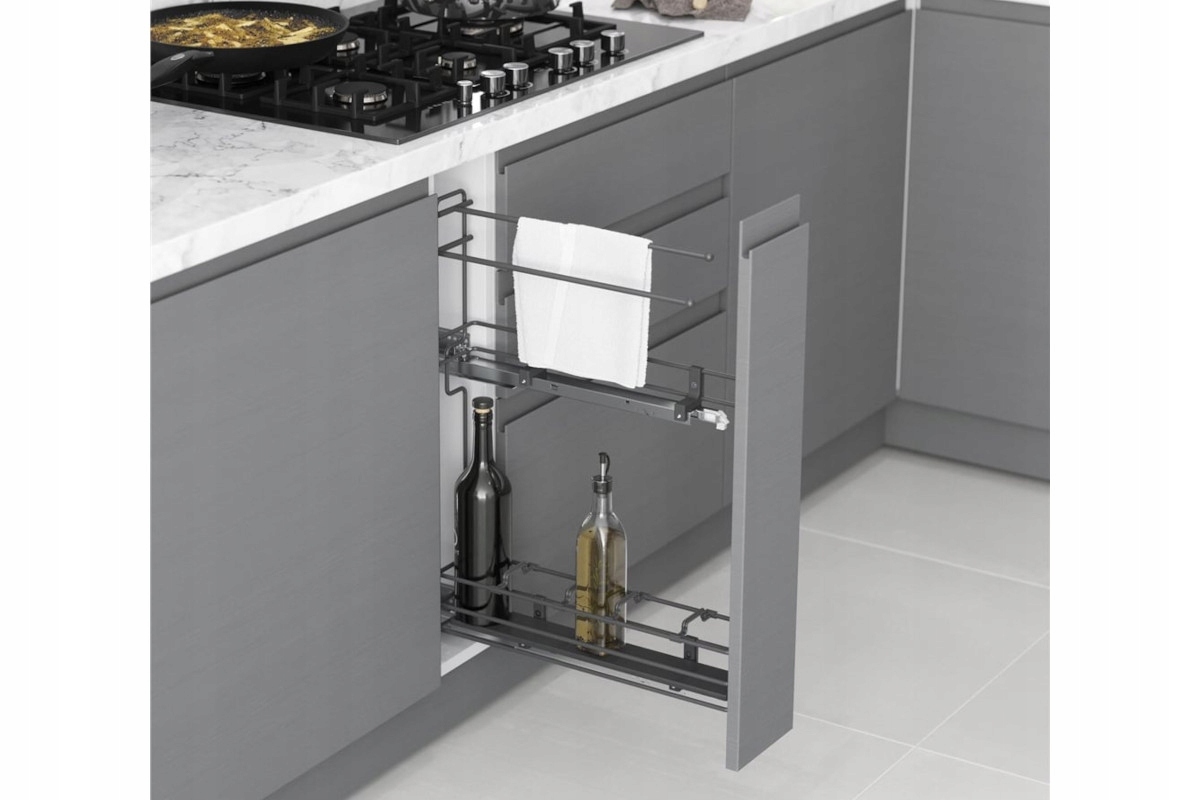 Cargo do skříňky 15 antracit Na Ručníky tandem blum plný boční výsuv pračka