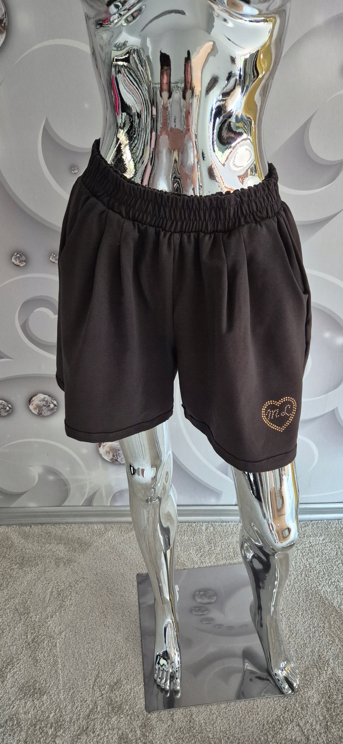 bavlna Kraťasy My Luxe Uni zirkony v čokoládové barvě, M, L, XL