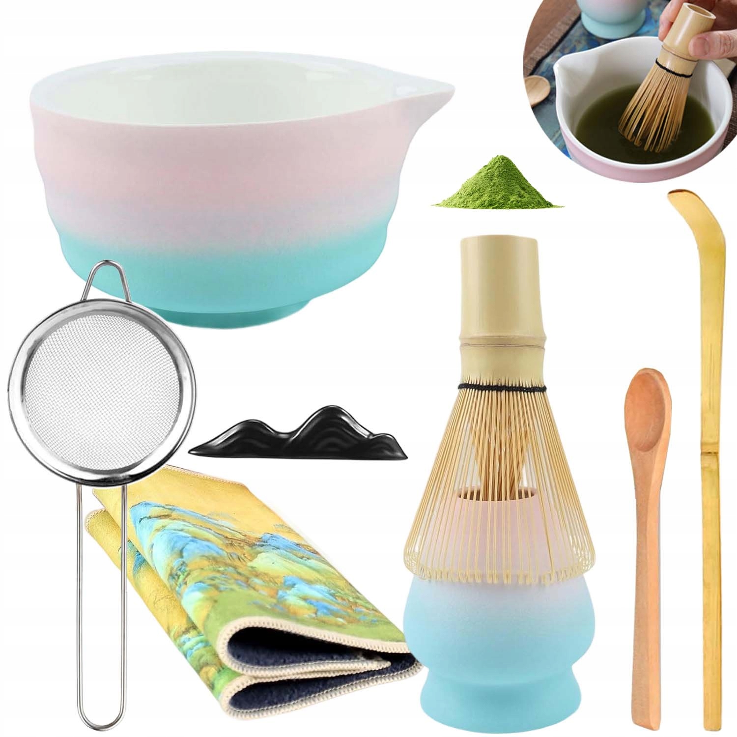 Levně 8 X Bambusový Dárková Sada Na Čaj Matchy Chashaku Šlehací Metla Lžíce