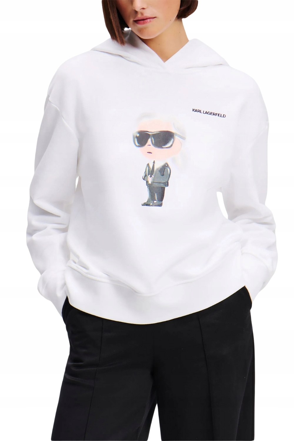 Karl Lagerfeld Bílá dámská mikina Ikon Aquarelle K Hoodie S