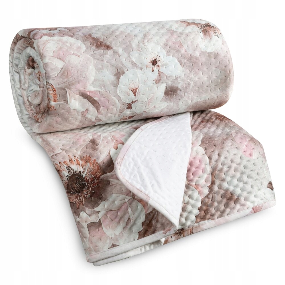 Dekorativní přehoz Florina 220x240 pudrově tmavě béžové květy v květu