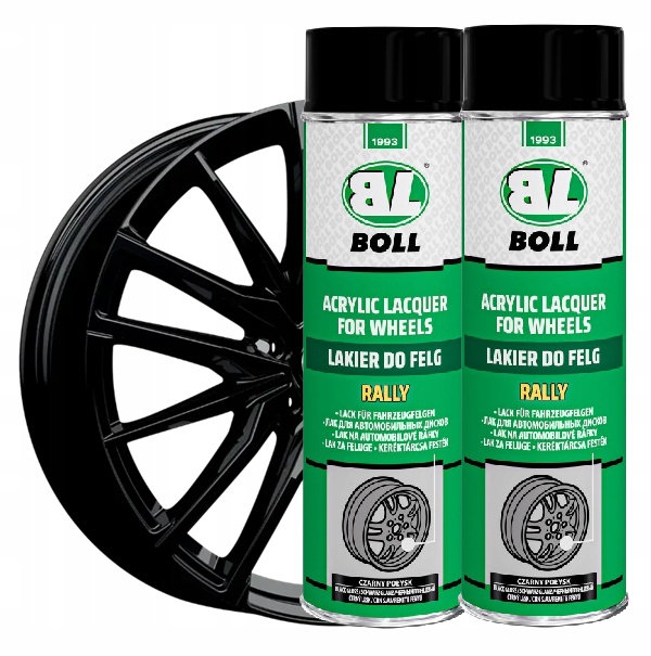 Lakier do felg samochodowych Rally czarny połysk 2x500 ml Boll