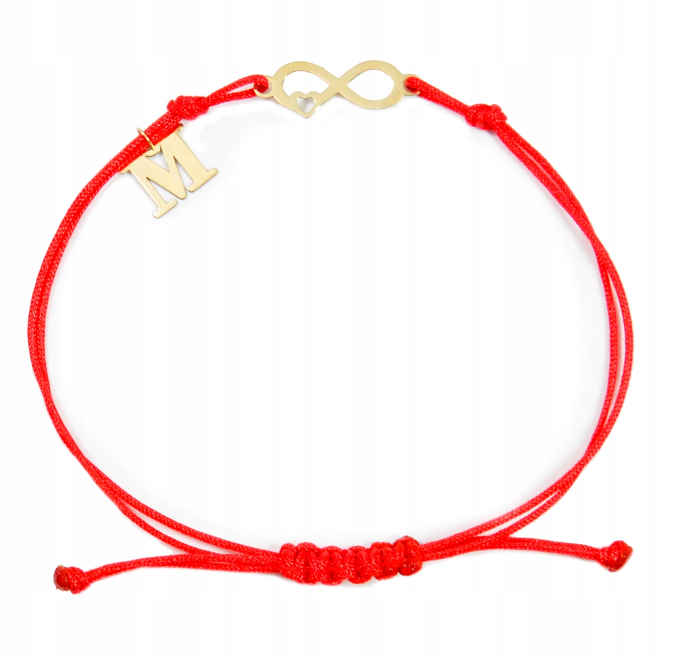 Zlatý náramek na provázku nekonečno písmenko PR.585