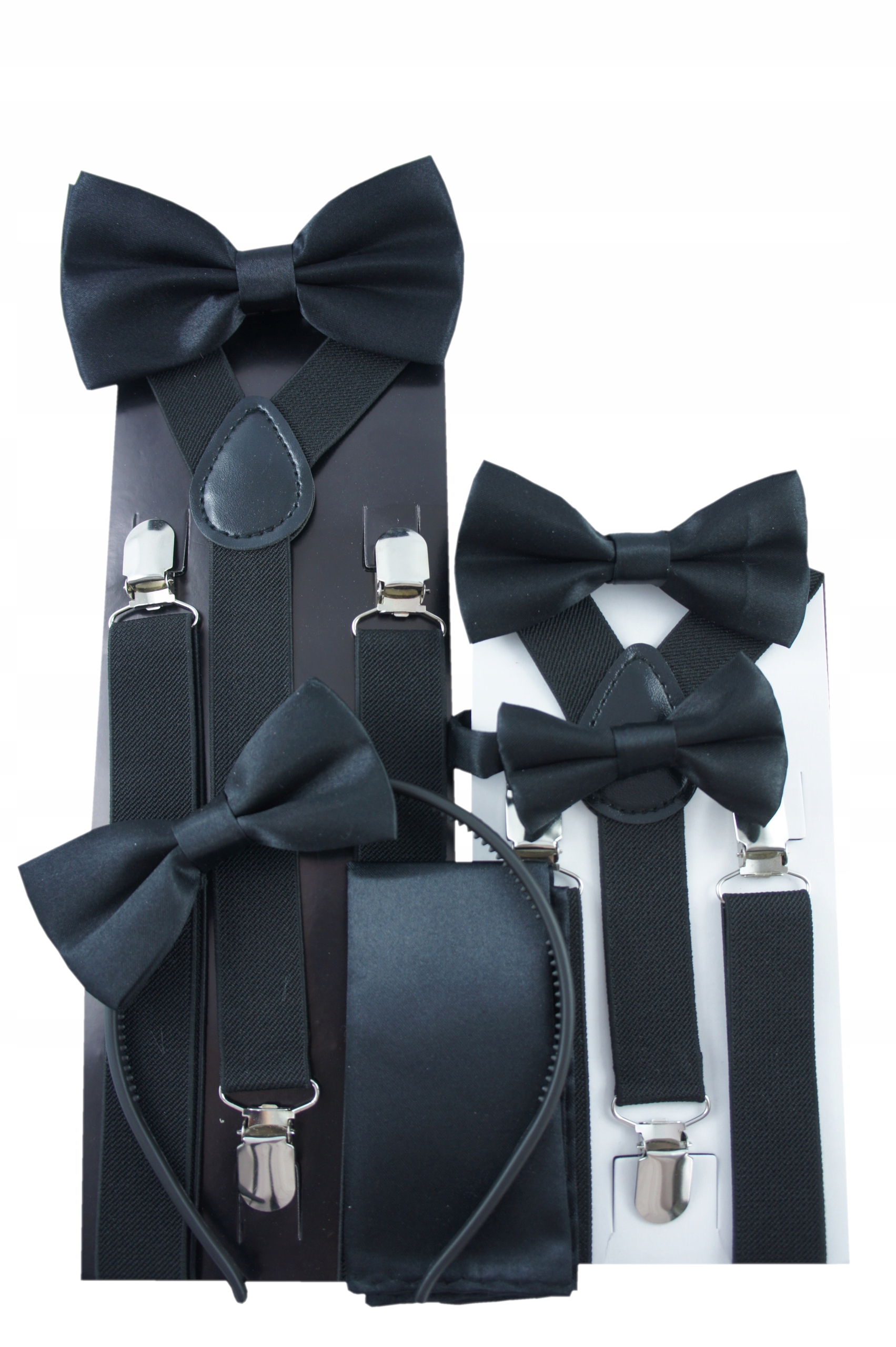 Czarny Krawat gładki satyna dla nastolatka 8-15lat CZARNY Rozmiar 37