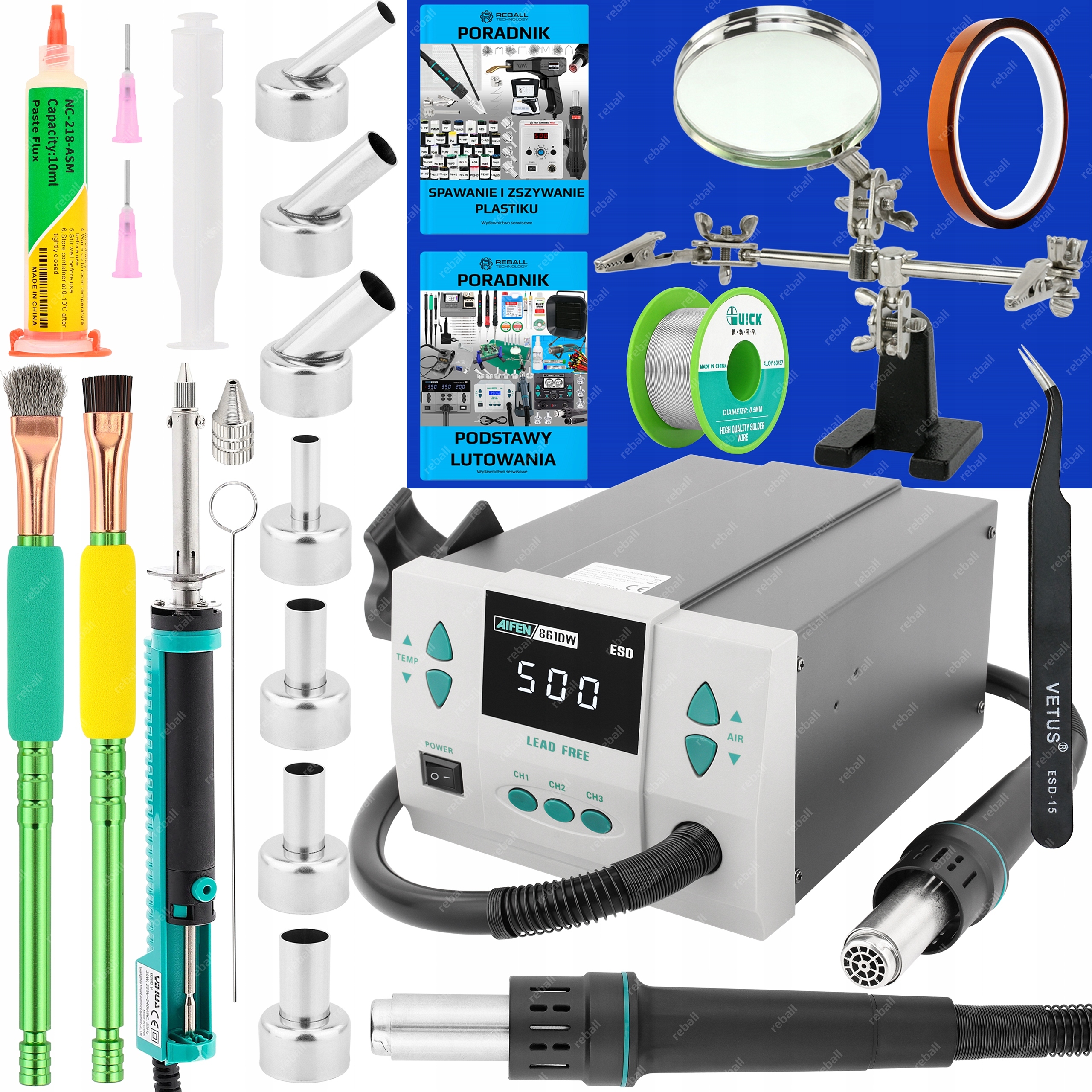 Set Pájecí Stanice Hot Air Svařovací Plast Aifen 861DW 1000W XXLv2