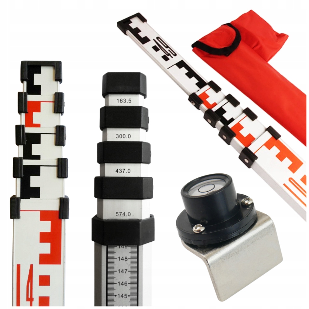 Teleskopická lať 7 m LT7M hliníková s libelou a geodetickým dělením