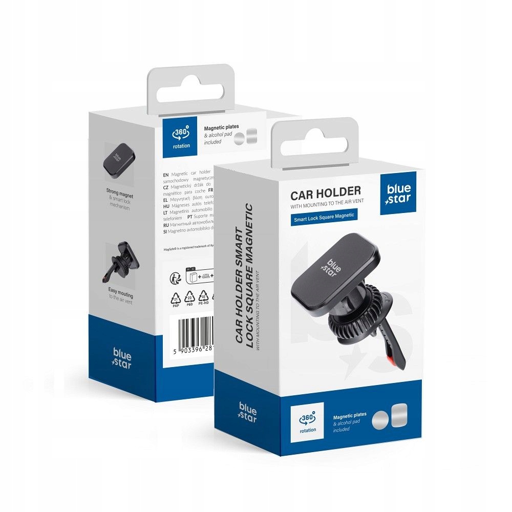 Uchwyt na telefon do samochodu magnetyczny Blue Star Smart Lock Square