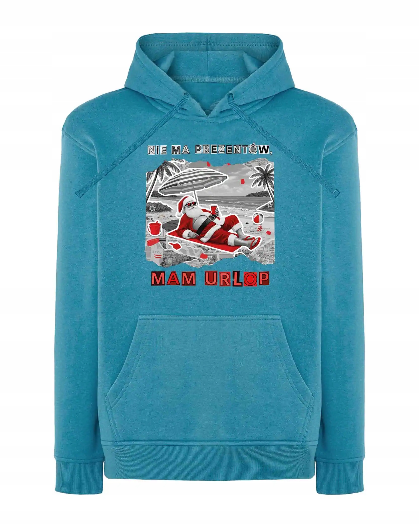 Mikina s kapucí Santa Claus na dovolené Dovolená Modrá L