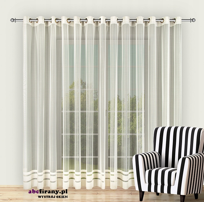 Bílá Záclona Žakárová Klasika Pásy Oka 500x215
