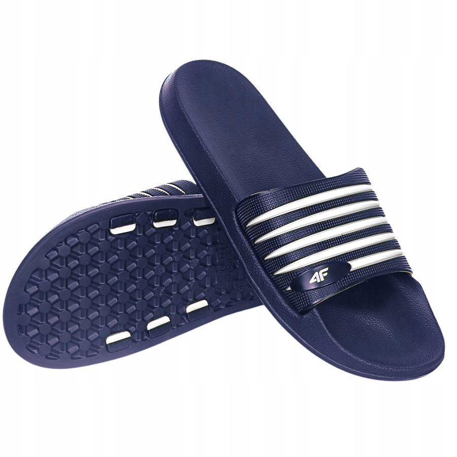 KLAPKI MĘSKIE 4F SPORTOWE GUMOWE BASENOWE NA LATO PO DOMU Kolor niebieski