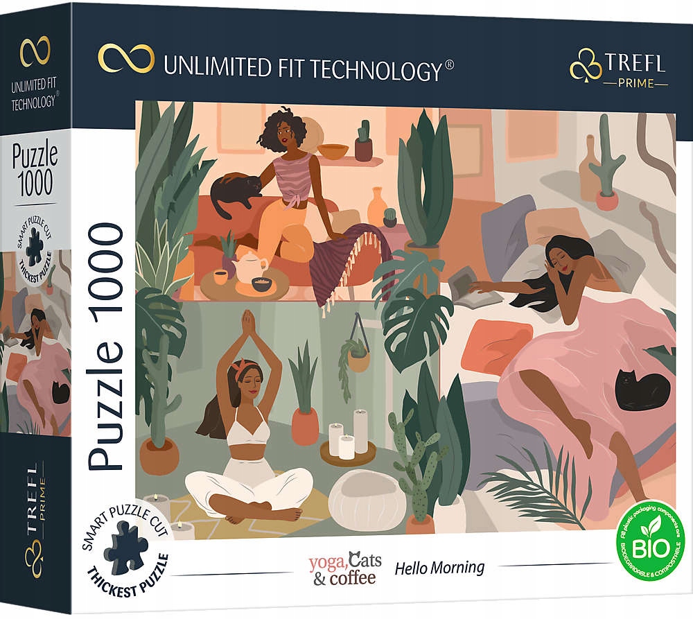 

Puzzle 1000 El Hello Morning Uft Yoga Kawa I Kotki